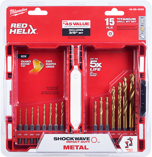 JUEGO DE BROCA TITANIO 15 PZAS MILWAUKEE (48-89-4630)